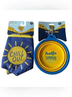 Banana Boat Cooling Bandana & Travel Bowl Set - Blue & Yellow